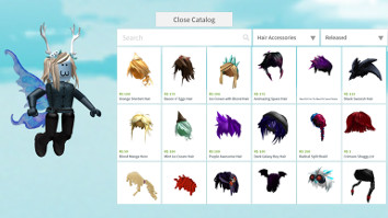 An image of Catalog Heaven's interface on XBox showing a grid of hats and an Avatar being dressed up